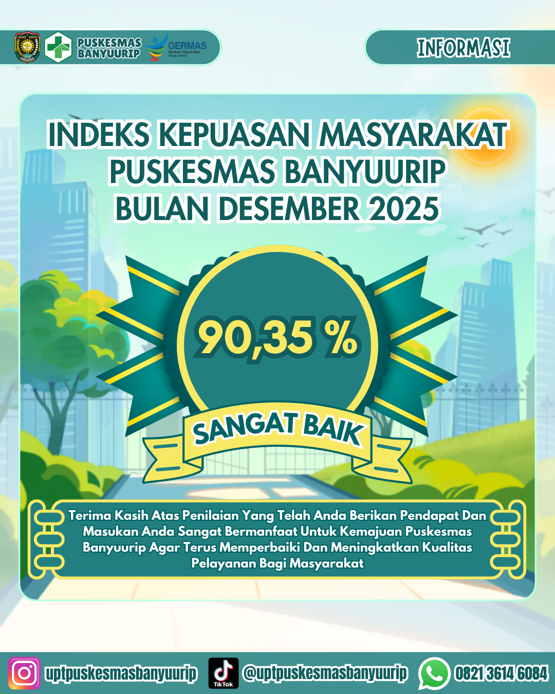 SURVEI INDEKS KEPUASAN MASYARAKAT PUSKESMAS BANYUURIP DESEMBER 2025